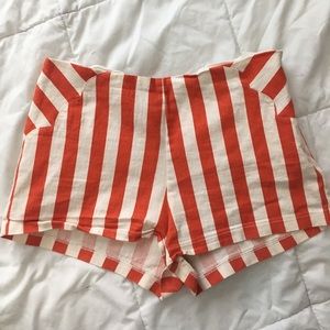 High waist striped shorts